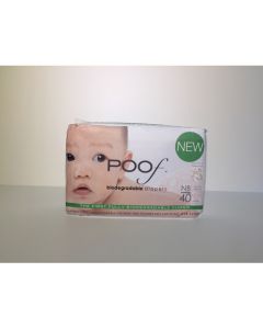 Poof Bio Disposable Diapers - Chlorine Free - Antibacterial - Size Newborn - Taupe Chinoiserie - Case of 4 - 40 CT