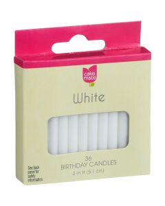 Cake Mate Birthday Party Candles - Round - White - 2 in x 3/16 in - 36 Count - Case of 12