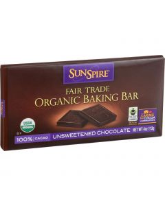 SunSpire Foods Baking Bar - Organic - Fair Trade - 100 Percent Cocoa - 4 oz Bars - Case of 12