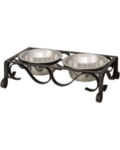 Loving Pets Products Black Label 1 Pint Layton Double Diner-Black
