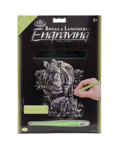 Royal Brush Silver Foil Engraving Art Kit 8"X10"-Rhinocerous & Baby