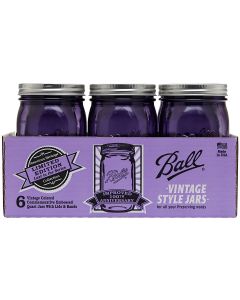 Loew-Cornell Ball Regular Mouth Canning Jars 6/Pkg-Quart - Heritage Collection Purple