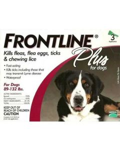 Frontline Flea Control Plus for Dogs And Puppies 89-132 lbs 3 Pack