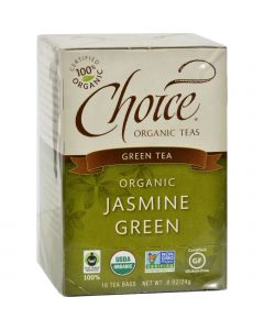 Choice Organic Teas Jasmine Green Tea - 16 Tea Bags - Case of 6