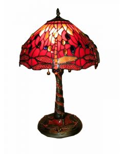 Warehouse of Tiffany Tiffany Style Red Dragonfly Lamp w/ Mosaic Base