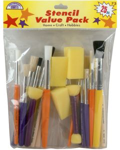 Loew-Cornell Stencil Brush Value Pack 25/Pkg-