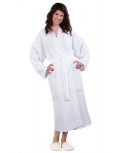 Bare Cotton Adult Waffle Kimono Robe - White - Adult - One Size - Adult Waffle Kimono Robe - White - One Size