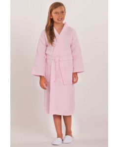 Bare Cotton Kids Waffle Kimono Robe - Pink - Kids (Age 3-6) - Small Medium - Kids Waffle Kimono Robe - Pink - Small Medium