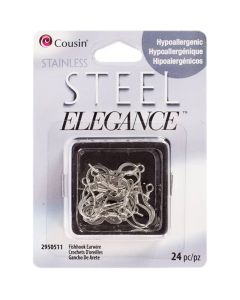 Cousin Stainless Steel Elegance Beads & Findings-Leverback Earwires 8/Pkg