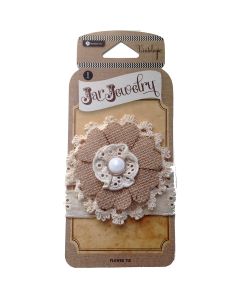 Hampton Art Embellished Burlap Flower W/Tie-Lace