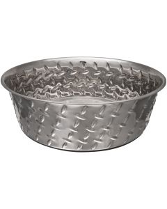 Loving Pets Products Ruff-N-Tuff 2 Quart Diamond Plate Bowl W/Non Skid Bottom-