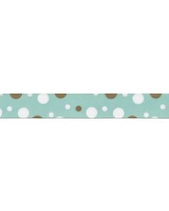 May Arts Bubble Dots Grosgrain Ribbon 7/8"X30yd-Teal, Brown & White