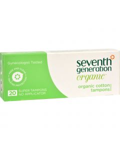 Seventh Generation Chlorine Free Organic Cotton Tampons - Super - 20 Tampons - Case of 12