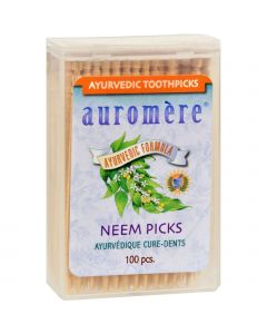 Auromere Ayurvedic Neem Picks - 100 Toothpicks - Case of 12