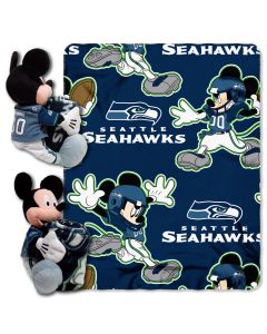 The Northwest Company Seahawks -Disney 40x50 Fleece Throw w/ 14" Plush Mickey Hugger