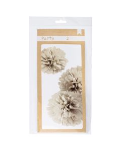 American Crafts DIY Party Pom Poms 8", 10" & 12"-Kraft