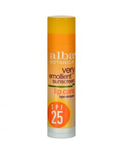 Alba Botanica Very Emollient Sunblock Lipcare SPF 25 - 0.15 oz - Case of 24