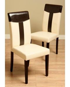 Warehouse of Tiffany Tiffany Leather Oak/ Black Dining Chair (Set of 2)