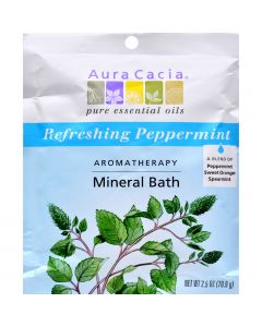 Aura Cacia Aromatherapy Mineral Bath Peppermint Harvest - 2.5 oz - Case of 6