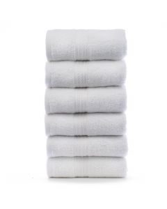 Bare Cotton Eco Cotton Hand Towels - White - Dobby Border - Set of 6