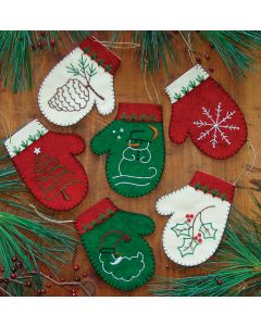 Rachel's Of Greenfield Mittens Ornament Kit 6/Pkg-4"X4.5"