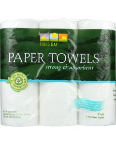 Field Day Paper Towel - 100 Percent Recycled - 60 sheets each - 3 rolls - case of 10