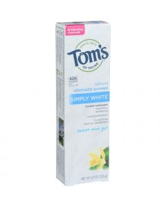 Tom's of Maine Toothpaste - Simply White - Gel - Sweet Mint - 4.7 oz - Case of 6