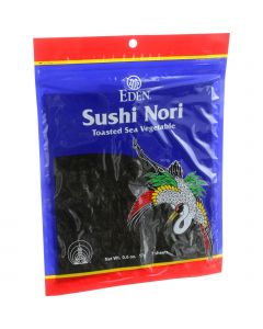 Eden Foods Sushi Nori - Cultivated - Toasted - .6 oz - Case of 6