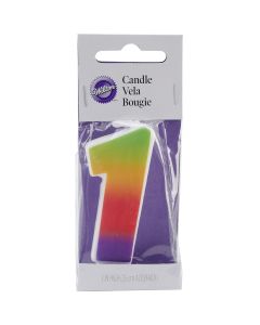 Wilton Rainbow Numeral Candle 3" 1/Pkg-#1