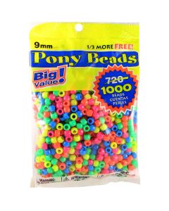 Darice Pony Beads 6mmX9mm 1,000/Pkg-Opaque Neon