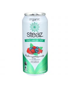 Steaz Lightly Sweetened Green Tea - Blueberry Pomegranate - Case of 12 - 16 Fl oz.