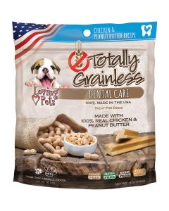 Loving Pets Products Totally Grainless Dental Bones For Large Dogs 6oz-Chicken & Peanut Butter