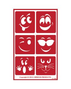 Armour Products NEW! Over 'N' Over Reusable Stencils 5"X8"-Wacky Faces