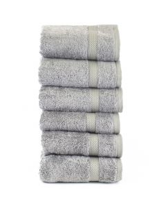 Bare Cotton Luxury Hotel & Spa Towel 100% Genuine Turkish Cotton Hand Towels - Gray - Bamboo  - Set of 6