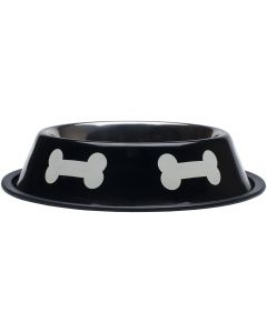 Westminster Pet Products Fashion Steel Bowl Black W/White Bones 32oz-