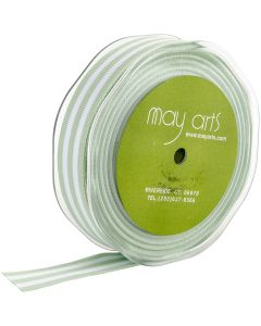 May Arts Horizontal Striped Grosgrain 7/8"X25yd-Mint Green