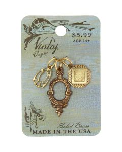 Vintaj Metal Accents-Deco Charms 15.8mm To 28.5mm 3/Pkg