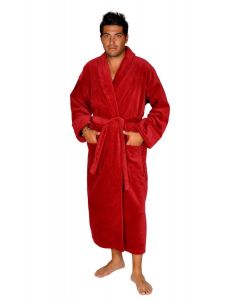 Bare Cotton 100% Turkish Cotton Adult Terry Velour Shawl Robe - Burgundy - Adult - One Size - Adult Terry Velour Shawl Robe - Burgundy - One Size