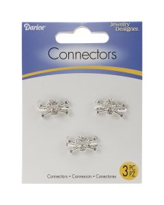 Darice Connectors 18mmX10mm 3/Pkg-Silver Skulls