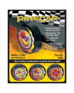 Woodland Scenics Pine Car Derby Wheel Flare Rub-On Decals-Fire Ball