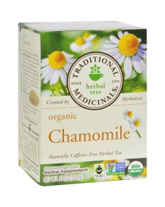 Traditional Medicinals Organic Chamomile Herbal Tea - Caffeine Free - Case of 6 - 16 Bags