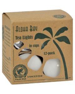 Aloha Bay Palm Wax Tea Lights with Aluminum Holder - 12 Candles