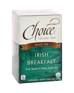 Choice Organic Teas Irish Breakfast Tea - 16 Tea Bags - Case of 6