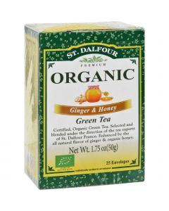 St Dalfour Organic Green Tea Ginger and Honey - 25 Tea Bags - Case of 6