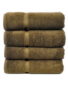 Bare Cotton Luxury Hotel & Spa Towel 100% Genuine Turkish Cotton Bath Towels - Cocoa - Dobby Border  - Set of 4