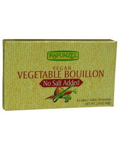 Rapunzel Bouillon Cubes - Vegetable - Vegan - No Salt Added - 2.4 oz - Case of 12