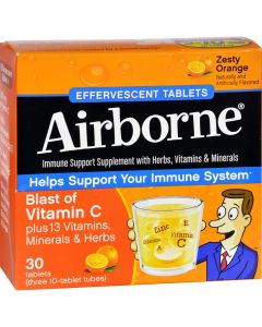 Airborne Effervescent Tablets Vitamn C - Zesty Orange - 10 Tablets - 3 Pack