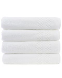 Bare Cotton Luxury Hotel & Spa Towel 100% Genuine Turkish Cotton Bath Towels - White - Checkered  - Set of 4