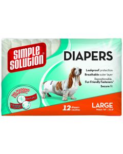 Simple Solution Disposable Dog Diapers 12 pack Large White