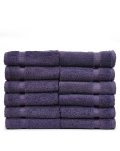 Bare Cotton Luxury Hotel & Spa Towel 100% Genuine Turkish Cotton Washcloths - Plum - Dobby Border  - Set of 12